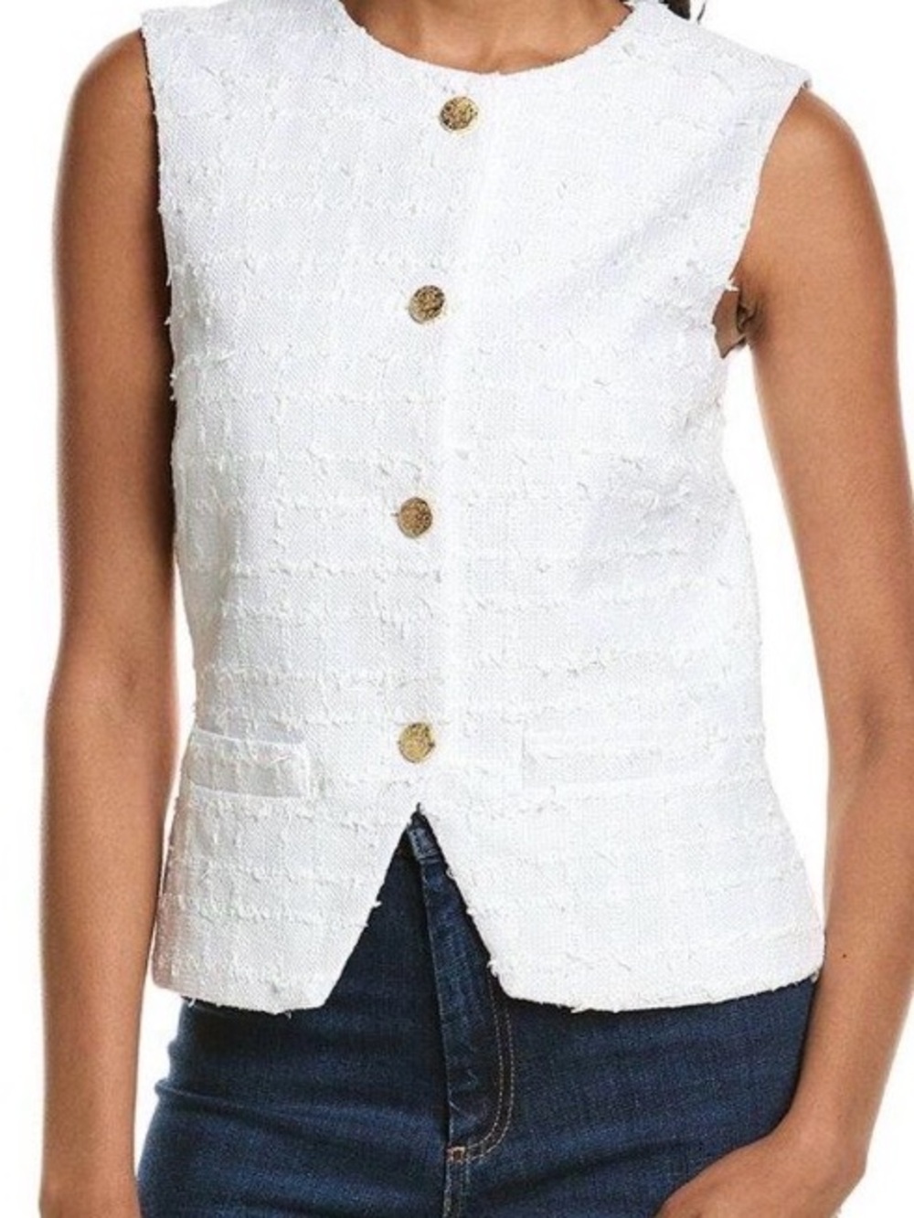 Nanette Lepore White Tweed Vest XS